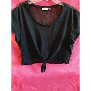 ✨SOLD✨ Black Lace Tie Top